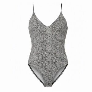 Gaze Gray Leopard Print Bodysuit Small